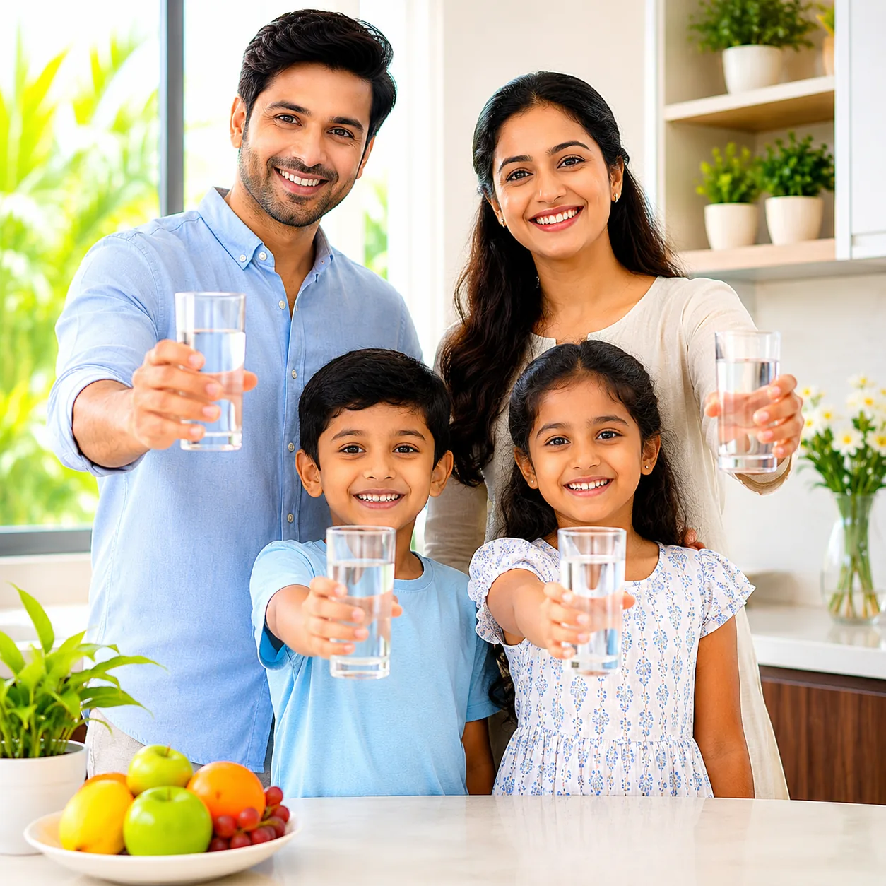 Happy Family Savoring Pure Healthy RO Water